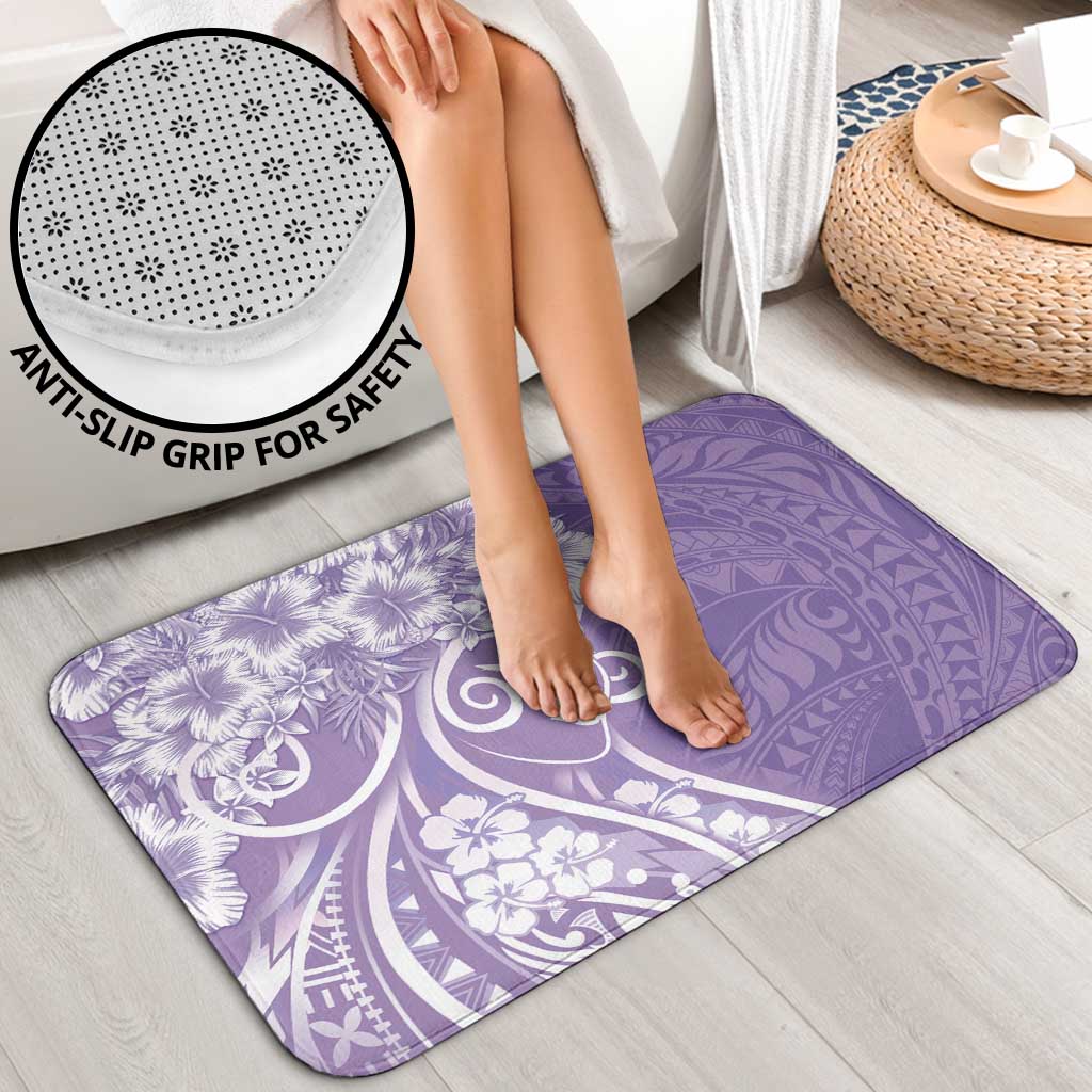 Polynesian Women's Day Bathroom Set Purple Hibiscus Flowers With Polynesian Pattern LT05 - Polynesian Pride