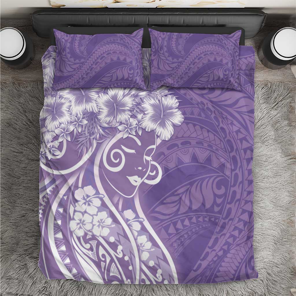 Polynesian Women's Day Bedding Set Purple Hibiscus Flowers With Polynesian Pattern LT05 Purple - Polynesian Pride
