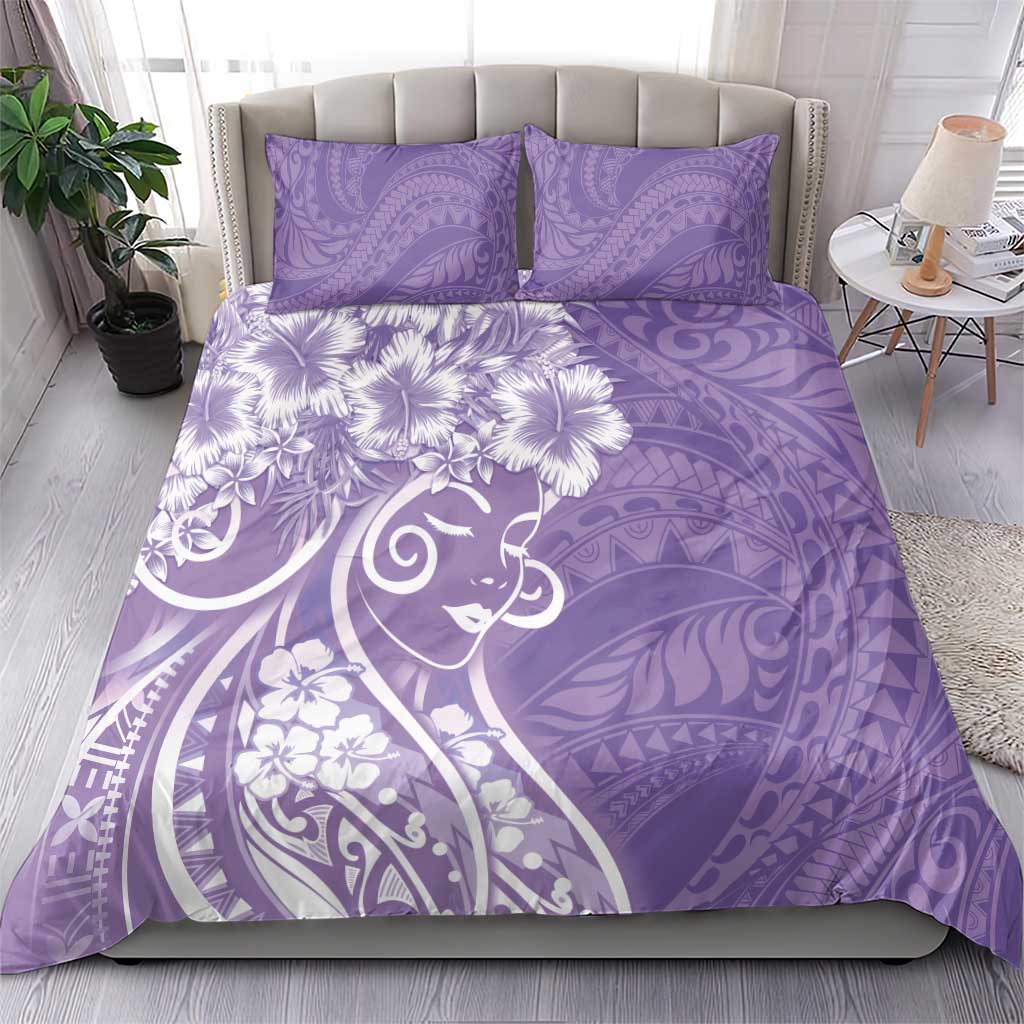 Polynesian Women's Day Bedding Set Purple Hibiscus Flowers With Polynesian Pattern LT05 - Polynesian Pride