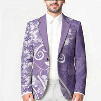 Polynesian Women's Day Blazer Purple Hibiscus Flowers With Polynesian Pattern LT05 - Polynesian Pride