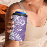 Polynesian Women's Day 4 in 1 Can Cooler Tumbler Purple Hibiscus Flowers With Polynesian Pattern LT05 - Polynesian Pride