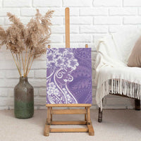 Polynesian Women's Day Canvas Wall Art Purple Hibiscus Flowers With Polynesian Pattern LT05 - Polynesian Pride
