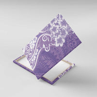 Polynesian Women's Day Canvas Wall Art Purple Hibiscus Flowers With Polynesian Pattern LT05 With Frame Purple - Polynesian Pride