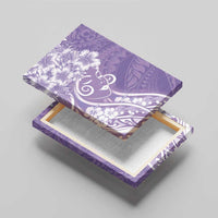 Polynesian Women's Day Canvas Wall Art Purple Hibiscus Flowers With Polynesian Pattern LT05 - Polynesian Pride