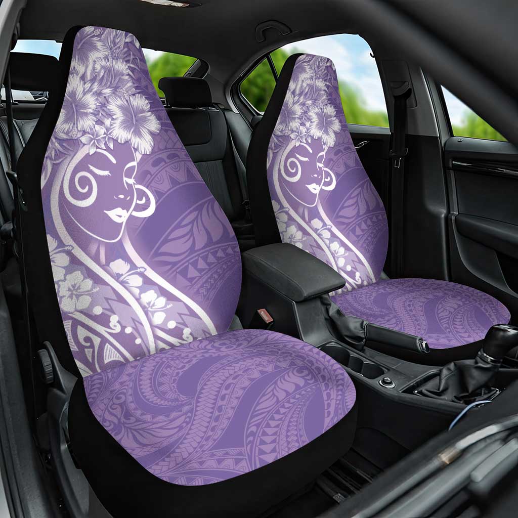 Polynesian Women's Day Car Seat Cover Purple Hibiscus Flowers With Polynesian Pattern LT05 One Size Purple - Polynesian Pride