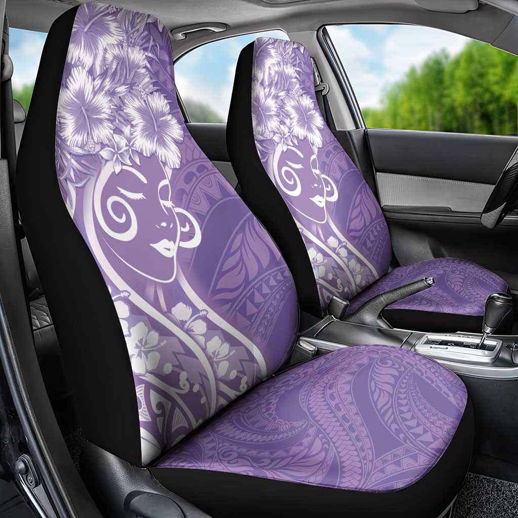 Polynesian Women's Day Car Seat Cover Purple Hibiscus Flowers With Polynesian Pattern LT05 - Polynesian Pride