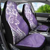 Polynesian Women's Day Car Seat Cover Purple Hibiscus Flowers With Polynesian Pattern LT05 - Polynesian Pride