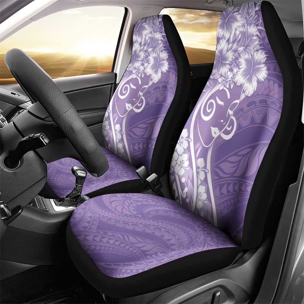 Polynesian Women's Day Car Seat Cover Purple Hibiscus Flowers With Polynesian Pattern LT05 - Polynesian Pride