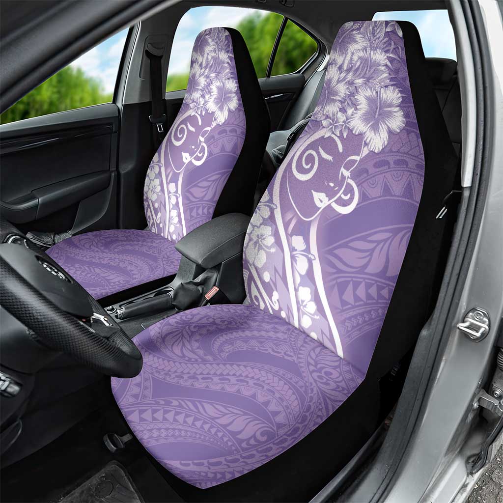 Polynesian Women's Day Car Seat Cover Purple Hibiscus Flowers With Polynesian Pattern LT05 - Polynesian Pride