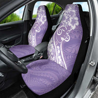 Polynesian Women's Day Car Seat Cover Purple Hibiscus Flowers With Polynesian Pattern LT05 - Polynesian Pride