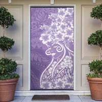 Polynesian Women's Day Door Cover Purple Hibiscus Flowers With Polynesian Pattern LT05 Purple - Polynesian Pride