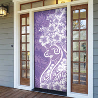 Polynesian Women's Day Door Cover Purple Hibiscus Flowers With Polynesian Pattern LT05 - Polynesian Pride