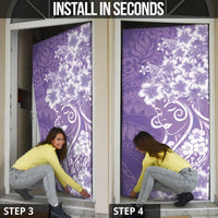 Polynesian Women's Day Door Cover Purple Hibiscus Flowers With Polynesian Pattern LT05 - Polynesian Pride