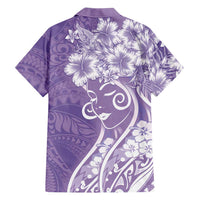 Polynesian Women's Day Family Matching Off The Shoulder Long Sleeve Dress and Hawaiian Shirt Purple Hibiscus Flowers With Polynesian Pattern