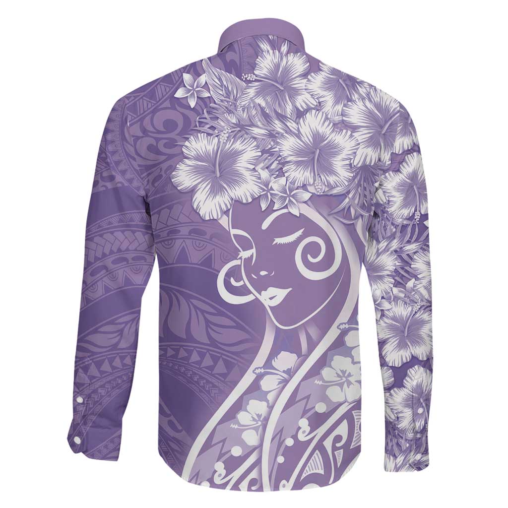 Polynesian Women's Day Family Matching Summer Maxi Dress and Hawaiian Shirt Purple Hibiscus Flowers With Polynesian Pattern