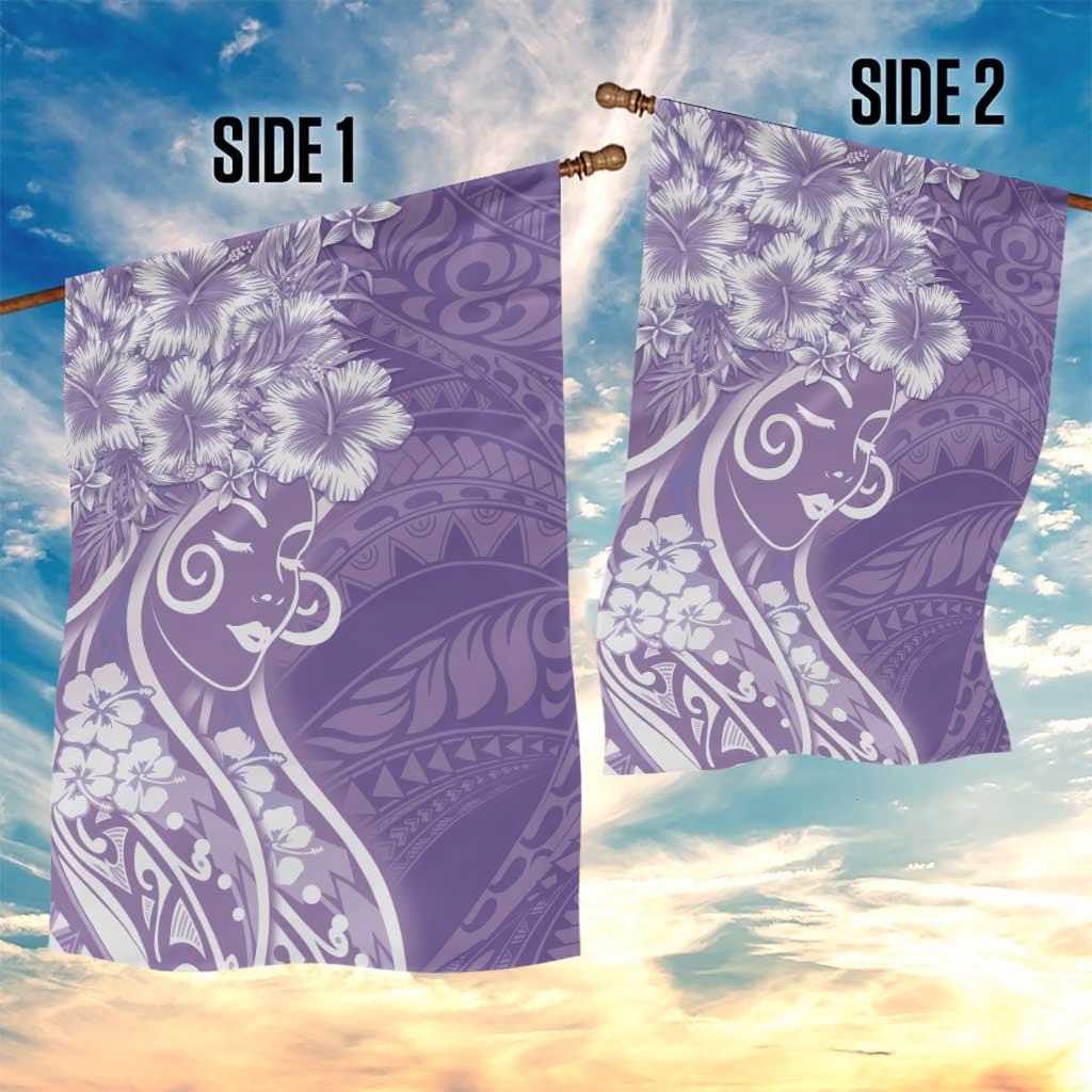 Polynesian Women's Day Garden Flag Purple Hibiscus Flowers With Polynesian Pattern LT05 - Polynesian Pride