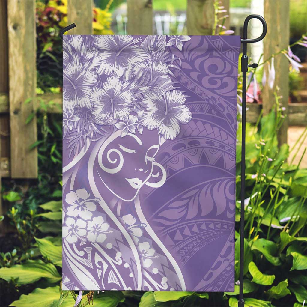 Polynesian Women's Day Garden Flag Purple Hibiscus Flowers With Polynesian Pattern LT05 Garden Flag Purple - Polynesian Pride