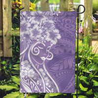 Polynesian Women's Day Garden Flag Purple Hibiscus Flowers With Polynesian Pattern LT05 Garden Flag Purple - Polynesian Pride