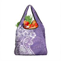Polynesian Women's Day Grocery Bag Purple Hibiscus Flowers With Polynesian Pattern LT05 1-pack One Size Purple - Polynesian Pride