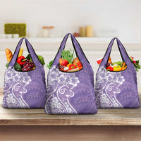 Polynesian Women's Day Grocery Bag Purple Hibiscus Flowers With Polynesian Pattern LT05 3-pack One Size Purple - Polynesian Pride
