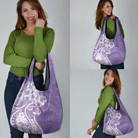 Polynesian Women's Day Grocery Bag Purple Hibiscus Flowers With Polynesian Pattern LT05 - Polynesian Pride