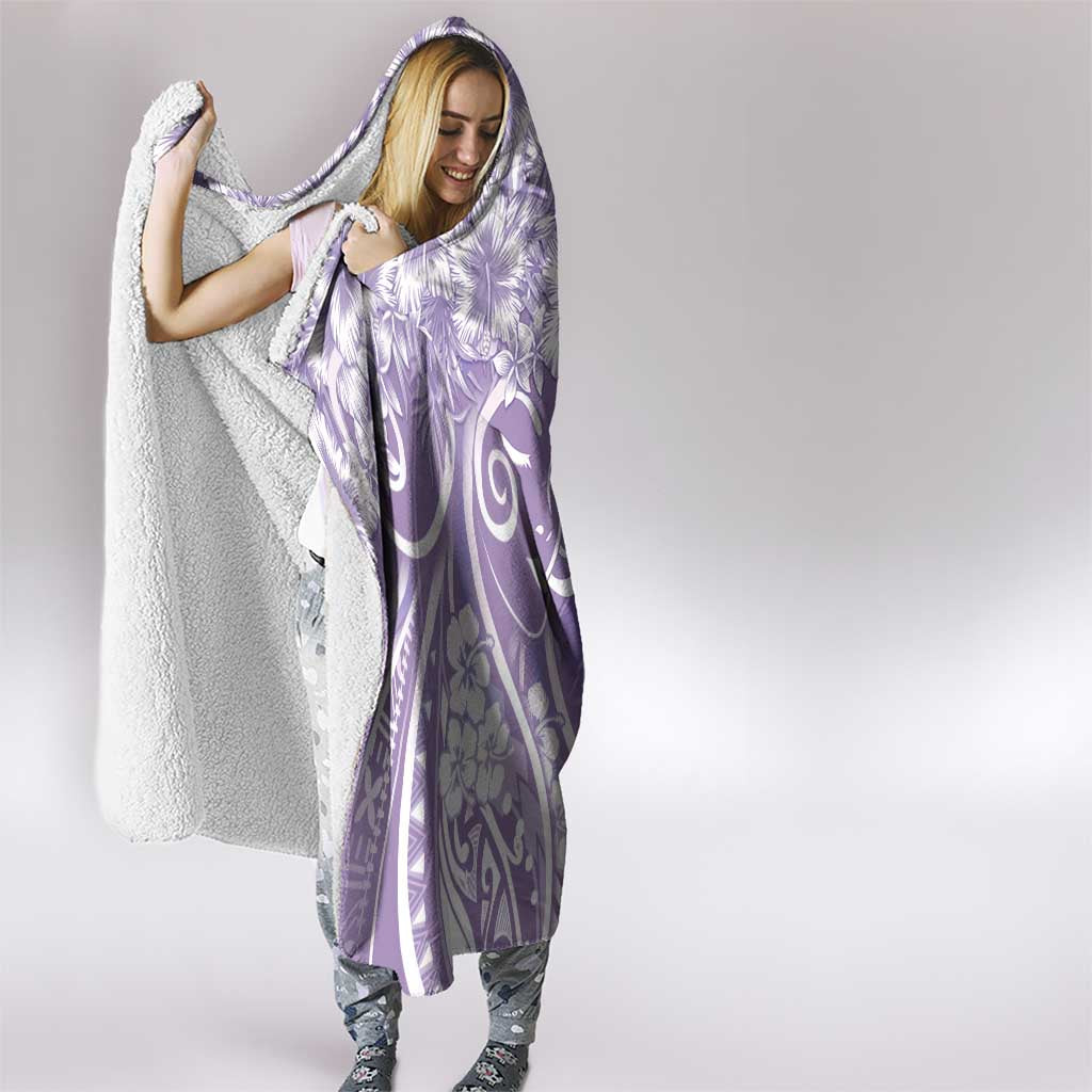 Polynesian Women's Day Hooded Blanket Purple Hibiscus Flowers With Polynesian Pattern LT05 - Polynesian Pride