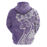 Polynesian Women's Day Hoodie Purple Hibiscus Flowers With Polynesian Pattern LT05 - Polynesian Pride