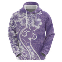Polynesian Women's Day Hoodie Purple Hibiscus Flowers With Polynesian Pattern LT05 - Polynesian Pride