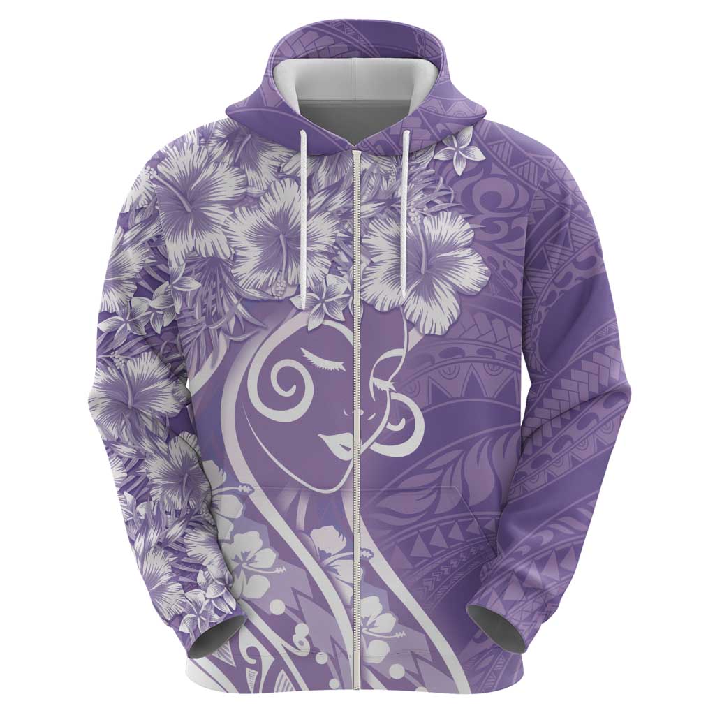 Polynesian Women's Day Hoodie Purple Hibiscus Flowers With Polynesian Pattern LT05 - Polynesian Pride