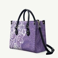 Polynesian Women's Day Leather Bag Purple Hibiscus Flowers With Polynesian Pattern LT05 Purple - Polynesian Pride