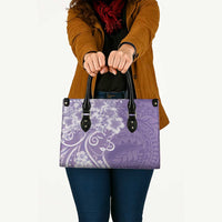 Polynesian Women's Day Leather Bag Purple Hibiscus Flowers With Polynesian Pattern LT05 - Polynesian Pride