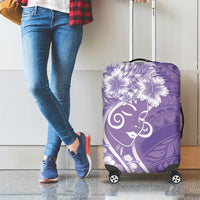 Polynesian Women's Day Luggage Cover Purple Hibiscus Flowers With Polynesian Pattern LT05 - Polynesian Pride