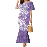 Polynesian Women's Day Mermaid Dress Purple Hibiscus Flowers With Polynesian Pattern LT05 Women Purple - Polynesian Pride