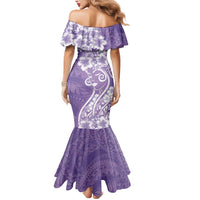 Polynesian Women's Day Mermaid Dress Purple Hibiscus Flowers With Polynesian Pattern LT05 - Polynesian Pride