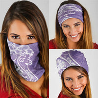 Polynesian Women's Day Neck Gaiter Purple Hibiscus Flowers With Polynesian Pattern LT05 - Polynesian Pride