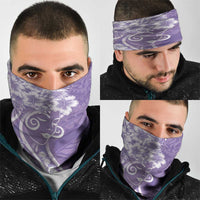 Polynesian Women's Day Neck Gaiter Purple Hibiscus Flowers With Polynesian Pattern LT05 - Polynesian Pride