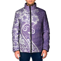 Polynesian Women's Day Padded Jacket Purple Hibiscus Flowers With Polynesian Pattern LT05 Men Purple - Polynesian Pride