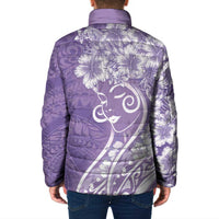 Polynesian Women's Day Padded Jacket Purple Hibiscus Flowers With Polynesian Pattern LT05 - Polynesian Pride