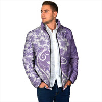Polynesian Women's Day Padded Jacket Purple Hibiscus Flowers With Polynesian Pattern LT05 - Polynesian Pride