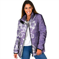 Polynesian Women's Day Padded Jacket Purple Hibiscus Flowers With Polynesian Pattern LT05 Women Purple - Polynesian Pride