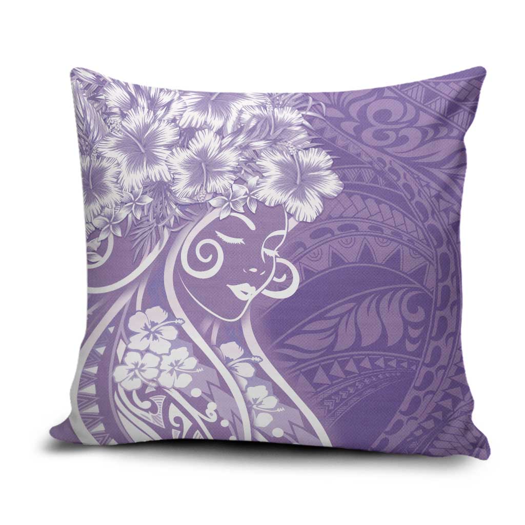 Polynesian Women's Day Pillow Cover Purple Hibiscus Flowers With Polynesian Pattern LT05 Purple - Polynesian Pride