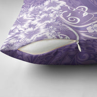 Polynesian Women's Day Pillow Cover Purple Hibiscus Flowers With Polynesian Pattern LT05 - Polynesian Pride