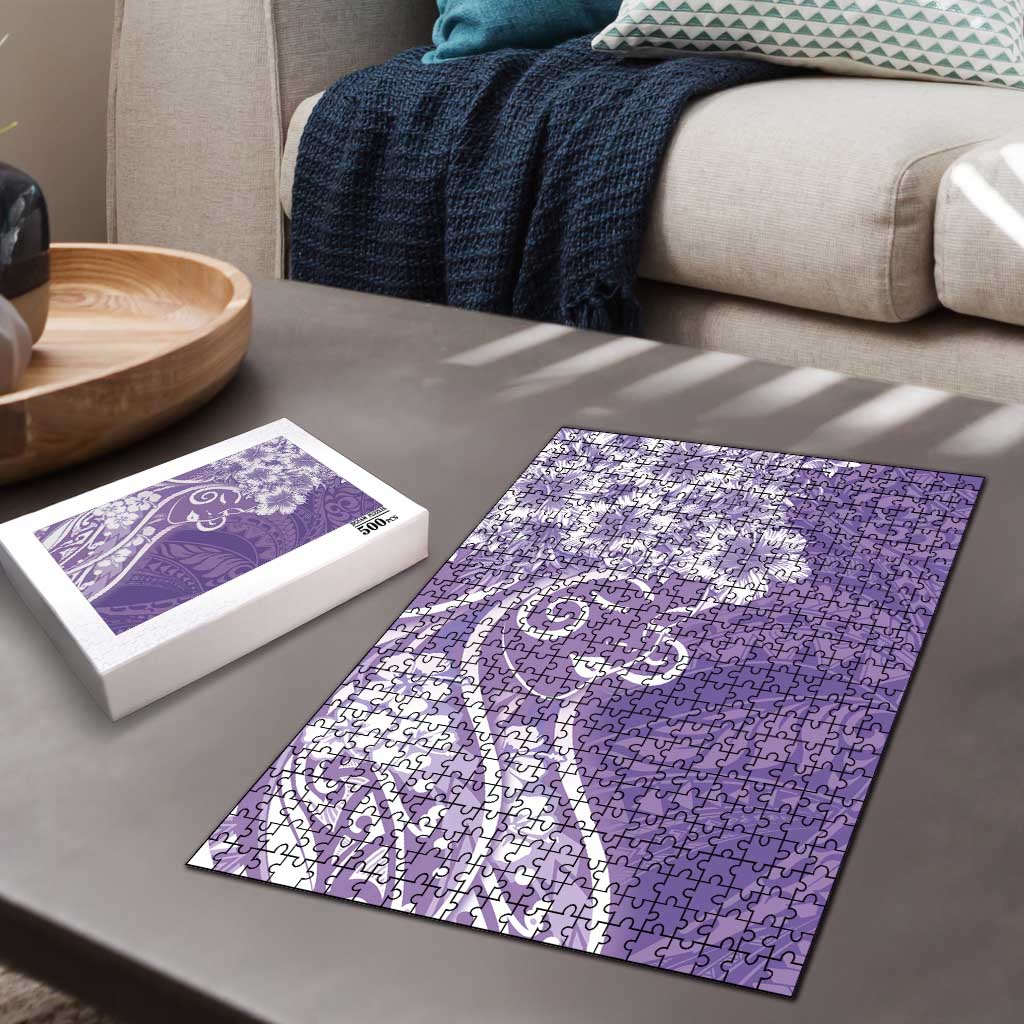 Polynesian Women's Day Puzzle Purple Hibiscus Flowers With Polynesian Pattern LT05 - Polynesian Pride