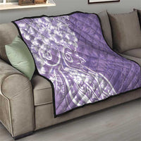 Polynesian Women's Day Quilt Purple Hibiscus Flowers With Polynesian Pattern LT05 - Polynesian Pride