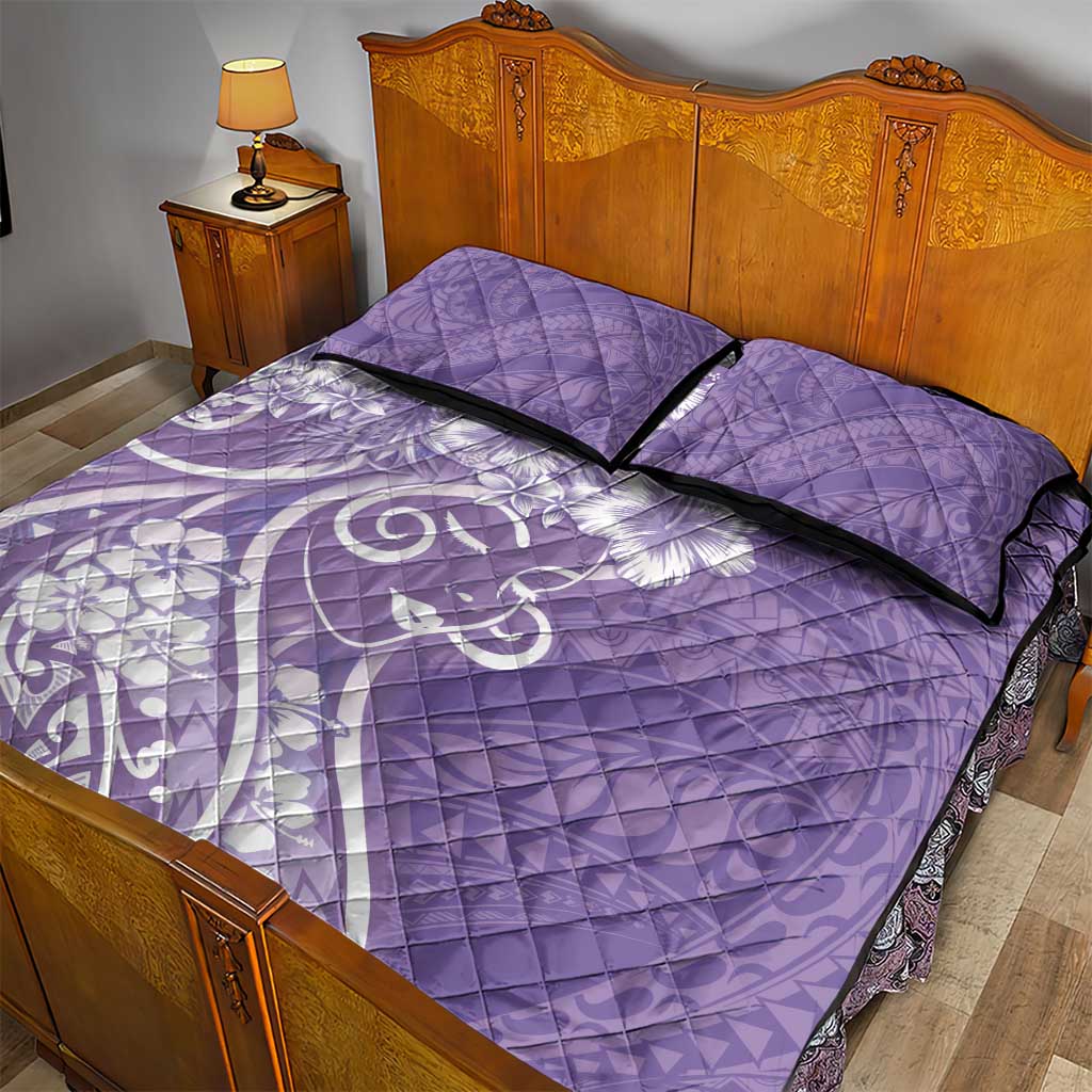 Polynesian Women's Day Quilt Bed Set Purple Hibiscus Flowers With Polynesian Pattern LT05 - Polynesian Pride