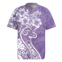 Polynesian Women's Day Rugby Jersey Purple Hibiscus Flowers With Polynesian Pattern LT05 Purple - Polynesian Pride