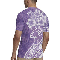 Polynesian Women's Day Rugby Jersey Purple Hibiscus Flowers With Polynesian Pattern LT05 - Polynesian Pride