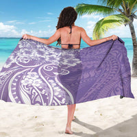 Polynesian Women's Day Sarong Purple Hibiscus Flowers With Polynesian Pattern LT05 - Polynesian Pride
