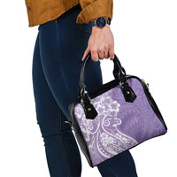 Polynesian Women's Day Shoulder Handbag Purple Hibiscus Flowers With Polynesian Pattern LT05 - Polynesian Pride