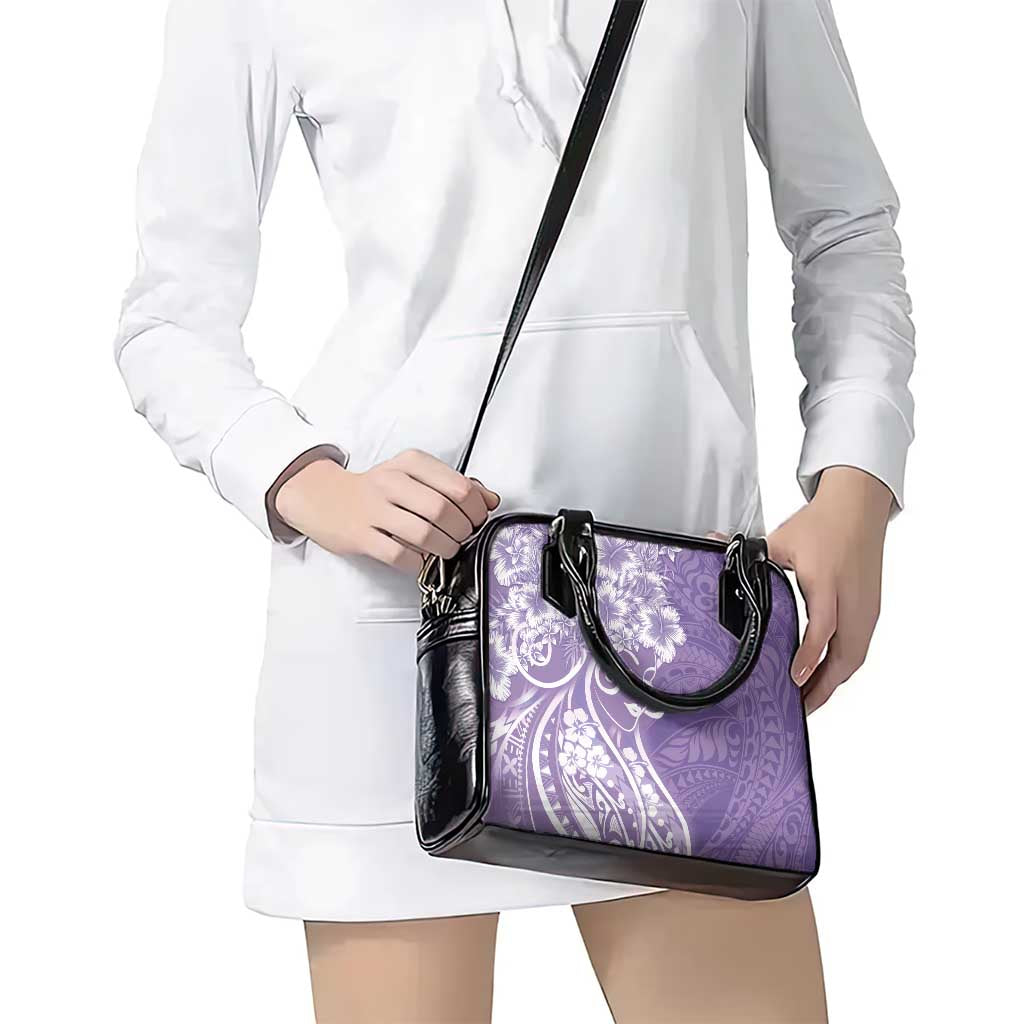Polynesian Women's Day Shoulder Handbag Purple Hibiscus Flowers With Polynesian Pattern LT05 - Polynesian Pride